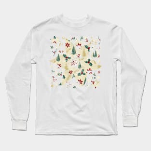 Christmas Retro Floral Pattern Long Sleeve T-Shirt